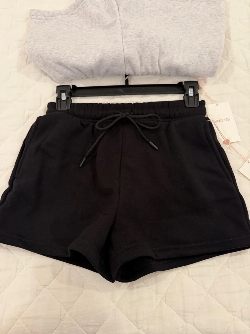 2 Pack Always You Women's Athletic Drawstring Shorts - Light Gray & Black